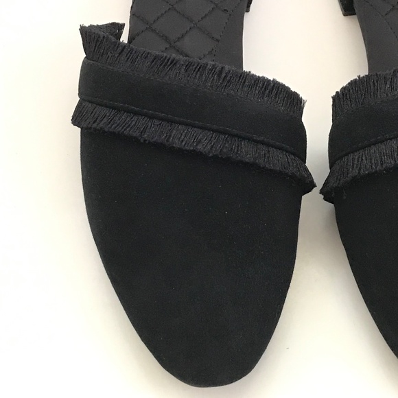 BIRDIES The Ani Black Fringe Suede Slippers Slip On Slide Mule Women’s Size 9.5 - Picture 6 of 16